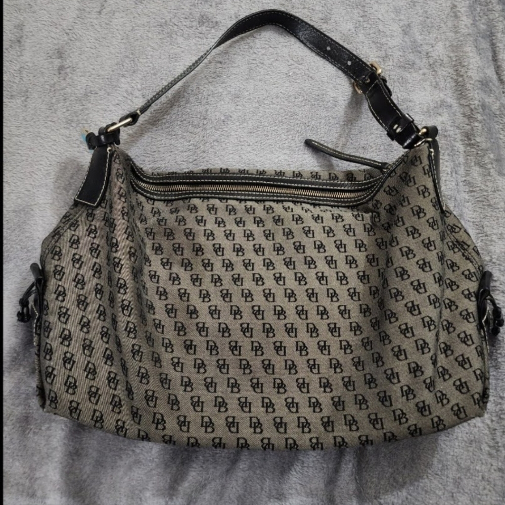 Dooney & Bourke Black and Gray Monogram Shoulder Bag